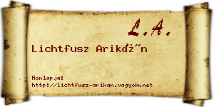 Lichtfusz Arikán névjegykártya